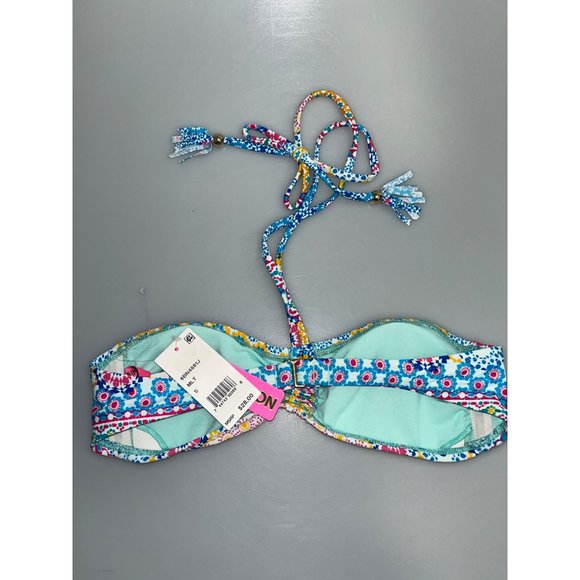 Bikini Nation Multi Medallion Print Tassel Halter Bikini Top Small NWT - Picture 6 of 7